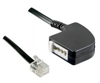 DINIC adapter cable RJ11 male to TAE-F female, black, length 0.20m, box